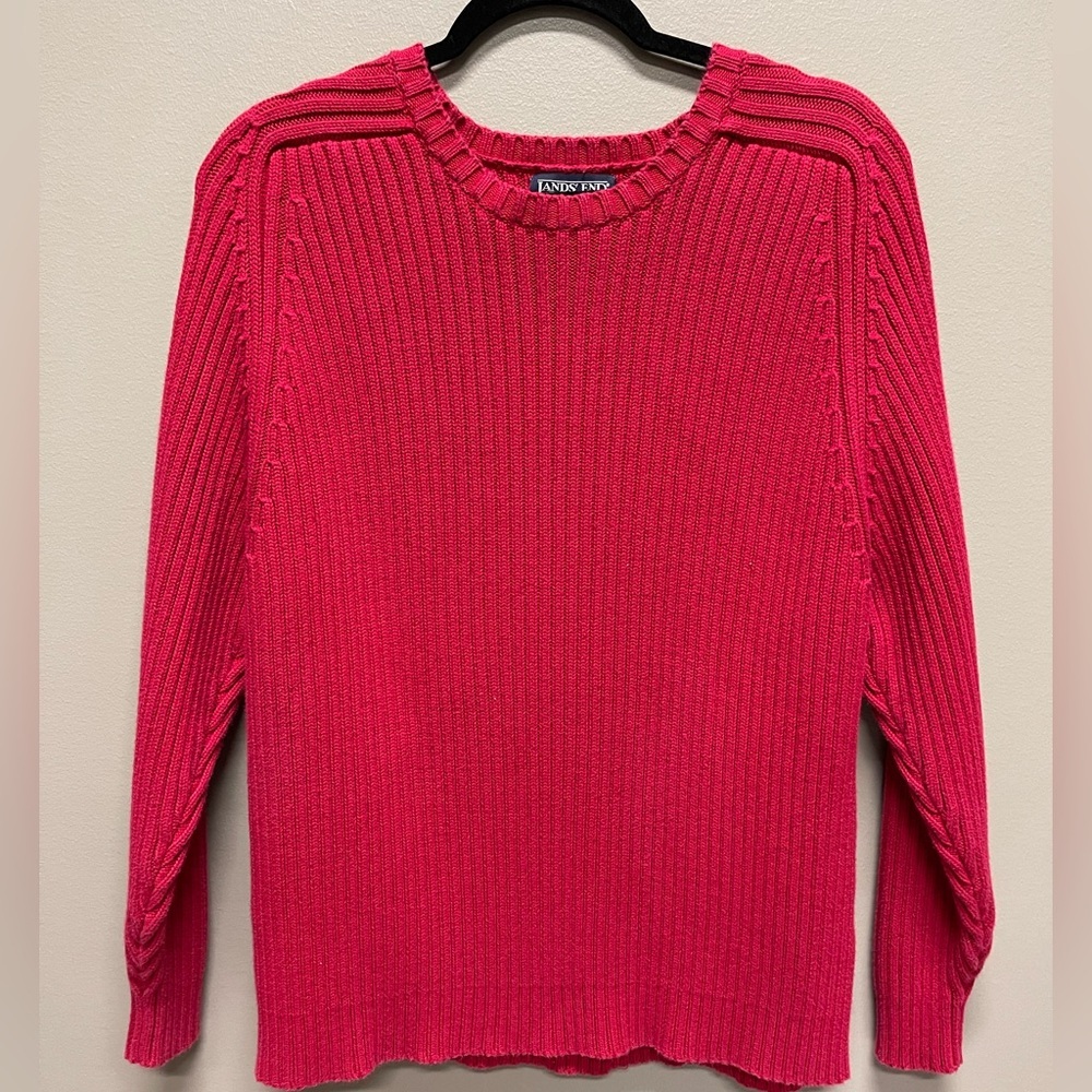 Lands' End Red Crew Neck Sweater